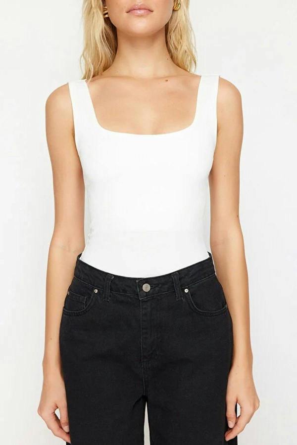 WOVCOR Square Neck Knit Bodysuit