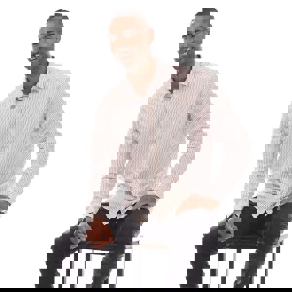 Boss Mens C-Cole Stripe Shirt - White/Light Pink