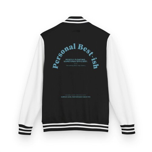 Anchor & Crew Personal Best-ish Swimming Club League Cotton Varsity Letterman Jacket - Jet Black & White