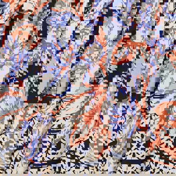 Navy | Floral Border Print V-Neck Midi Dress