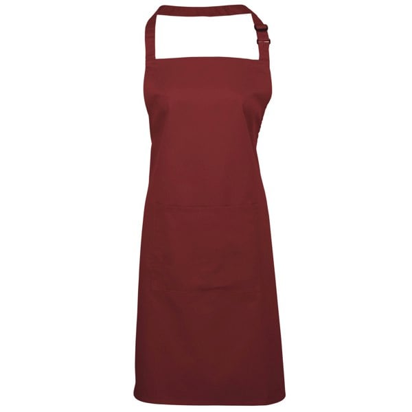 Premier Ladies/Womens Colours Bip Apron With Pocket / Workwear (Pack of 2) - Burgundy
