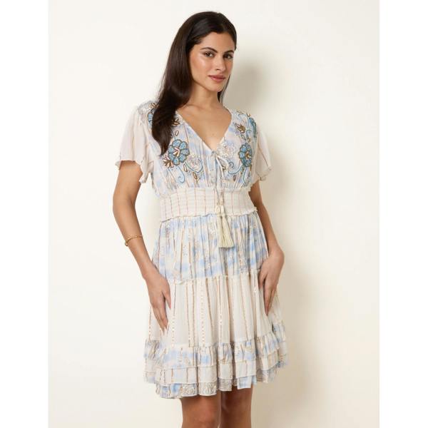 Blue Vanilla Embellished Metallic Mini Dress