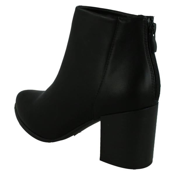 Spot On Ladies Block Heel Ankle Boots with Back Zip F51233