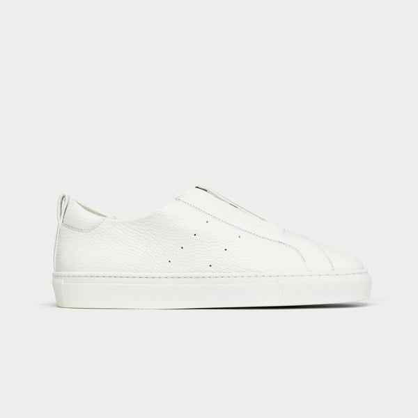 white estella zip up sneaker for bunions side view