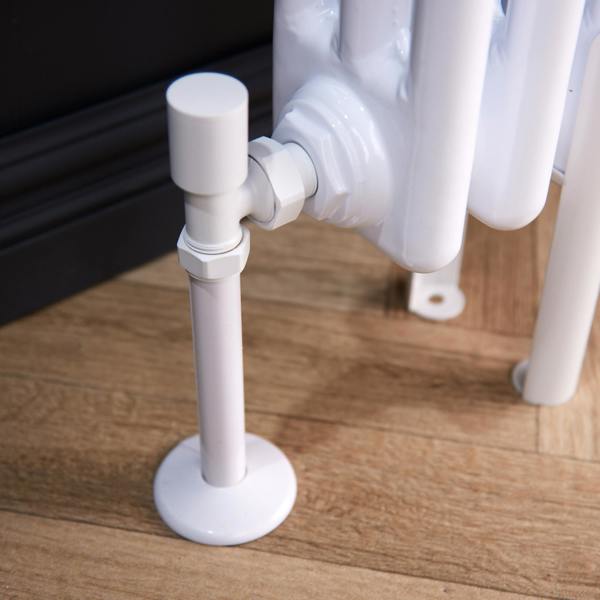Flode Angled Round Manual Radiator Valve Pack | 15mm x 1/2″ | Matt White