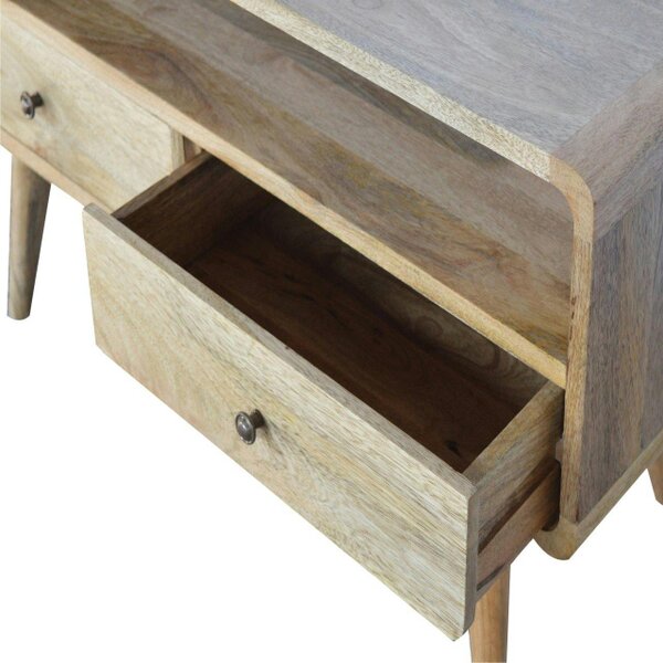 Wyld Haus Urbino Curved Oak Mango Wood Low TV Media Unit 2 Drawers