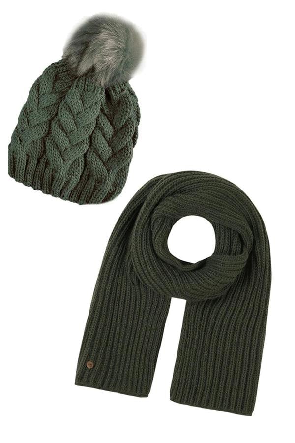 HotSquash Womens Winter Beanie Hat and Scarf Set