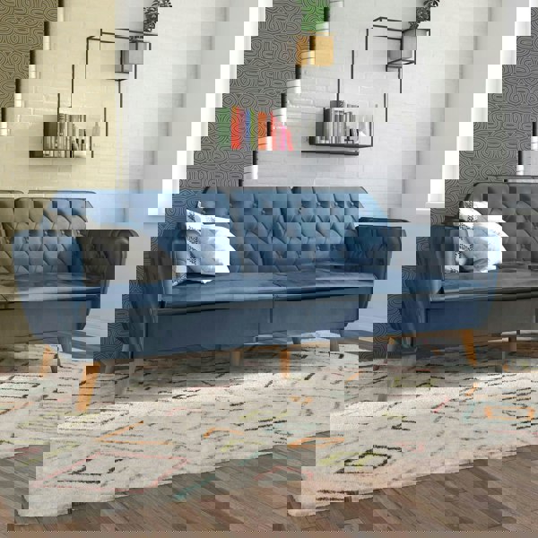 Dorel Home Tallulah Sofa Bed with Memory Foam in Velvet Blue