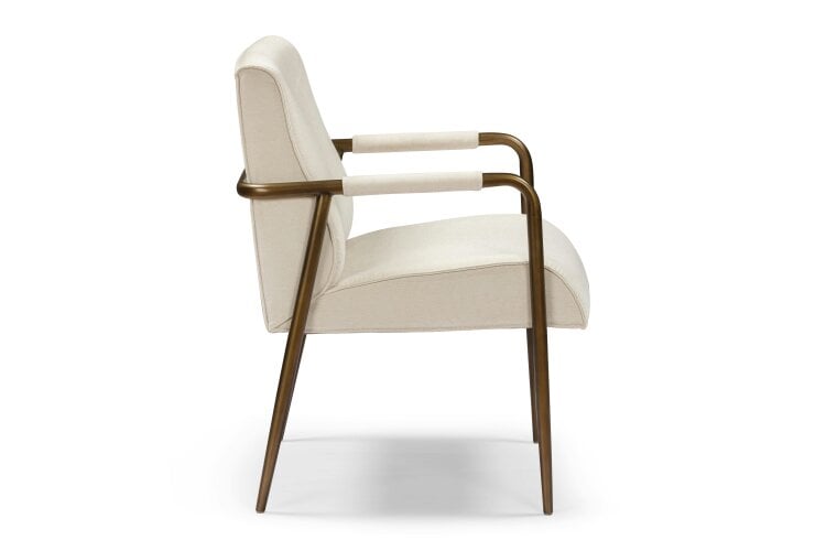 Wyld Haus Luxemburg Upholstered Cream Velvet and Brass Armchair