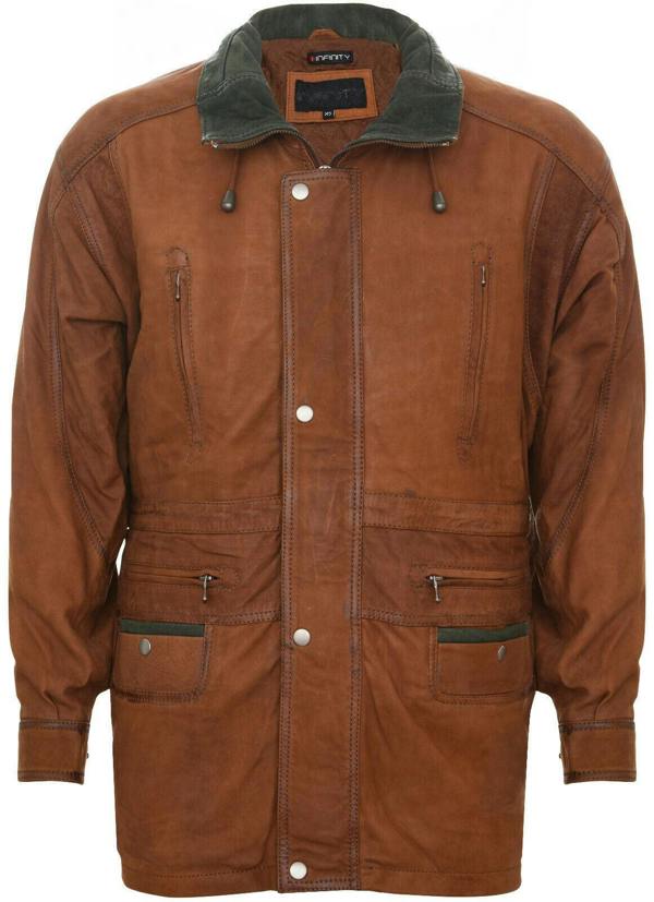 Infinity Leather Mens Nubuck Leather Parka Coat-Winnipeg