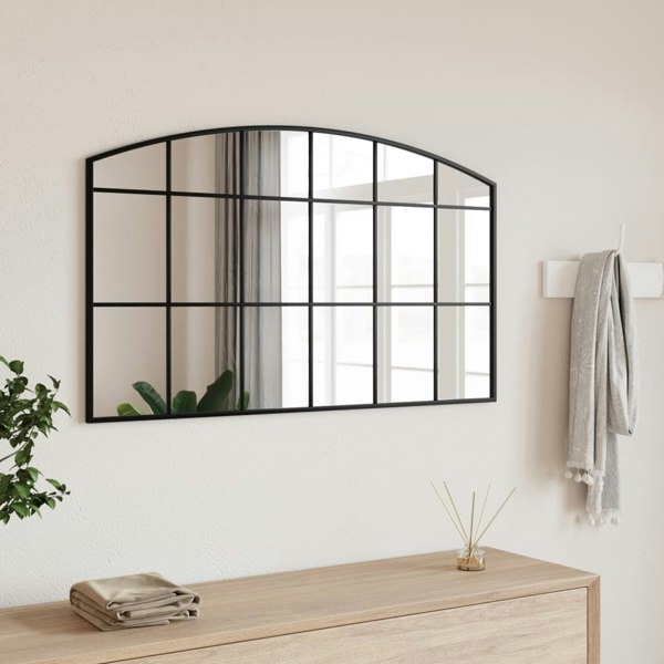 Berkfield Wall Mirror Black 100x60 cm Arch Iron