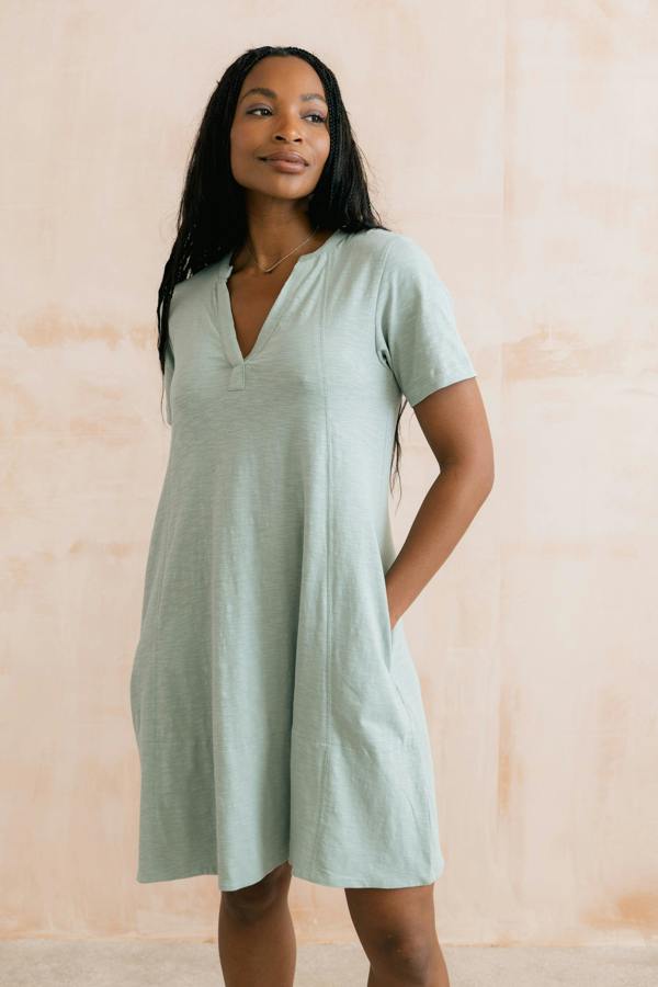 Terrace Organic Cotton Jersey Swing Dress Silver Sage
