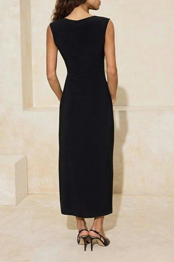 WOVCOR A-Line Sleeveless Midi Stretch Knit Dress