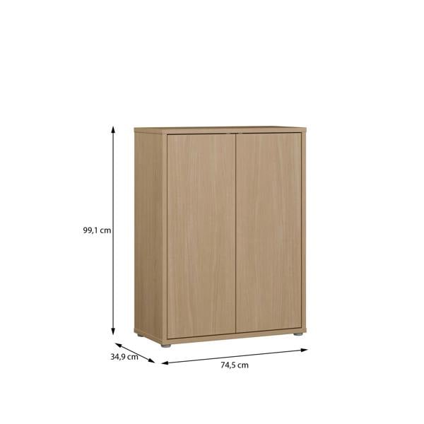 Furniture To Go Alice Springs Shoe Cabinet with 2 Doors Push-to-Open in Elegancia Oak