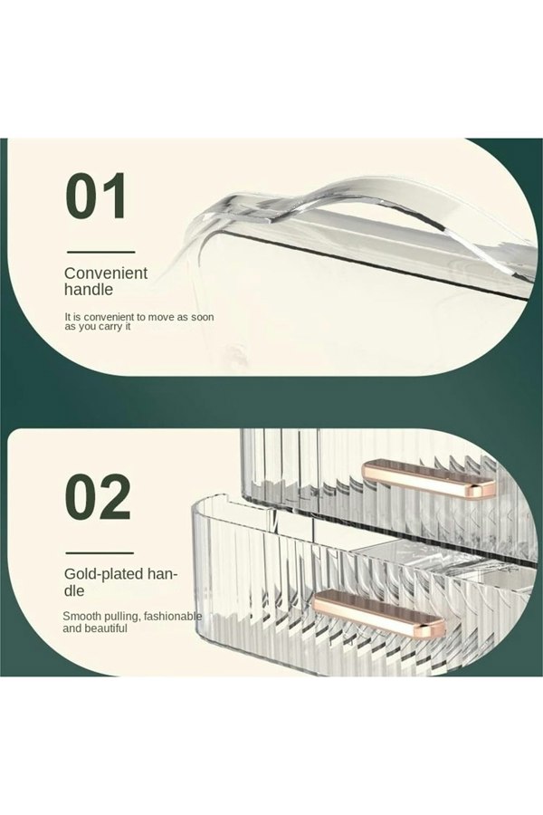Living and Home Cosmetic Organizer Storage Box For Vanity, Portable Dustproof Cosmetic Storage