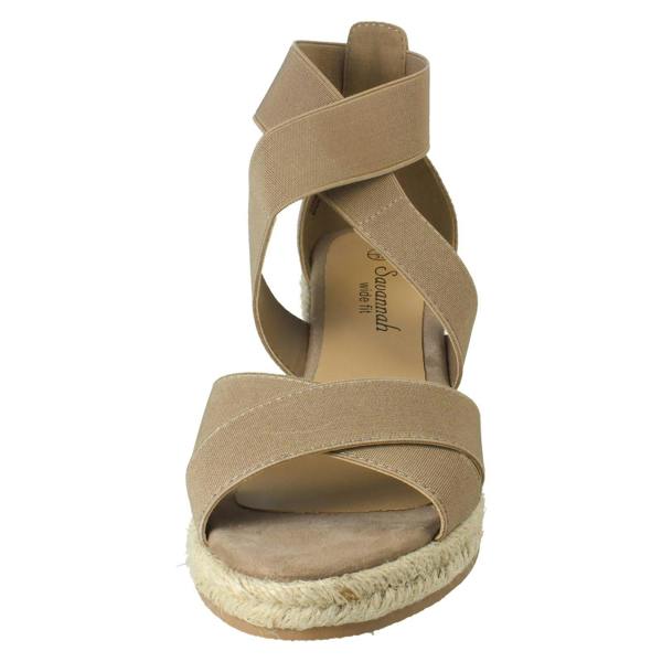 Savannah Ladies Savannah Elasticated Strap Wide Fit Wedge Heel Sandals F2308