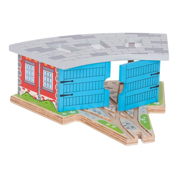 Bigjigs Rail Wooden Triple Engine Shed - Includes Splitter Track