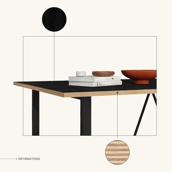Decortie Modern Dalma Rectangle Dining Table 6 Seater Kitchen Table 140(D)cm w/Metal Legs for Indoor