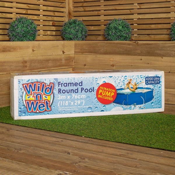 Samuel Alexander 3m x 76cm Giant Round Framed Pool with 4200L Capacity and Filtration Pump