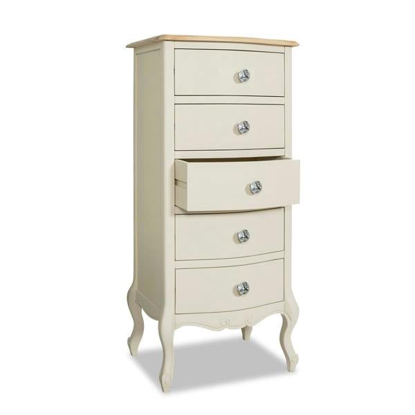 Statement Furniture Juliette Tallboy 5 Drawer with Crystal Handles French Style Bedroom Chest