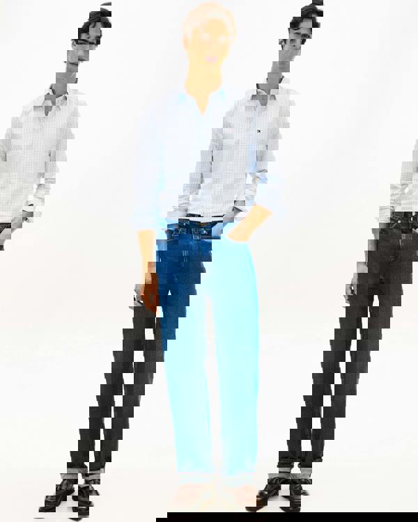 Tommy Hilfiger Flex Poplin Gingham Mens Long Sleeve Shirt - Sweet Blue/Check