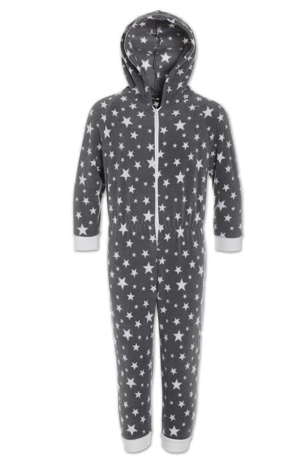 Childrens Supersoft Grey Star All In One Onesie