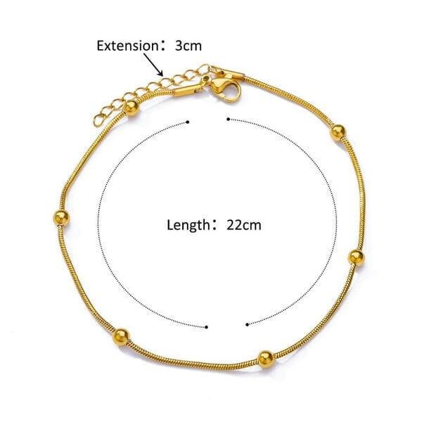 The Colourful Aura Brass Beaded Round Ball Minimalist Boho Slim Foot Payal Anklet