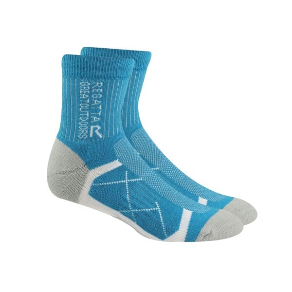 Regatta Women's Outdoor Boot Socks (Pack of 2) - Light Steel/Niagra Blue