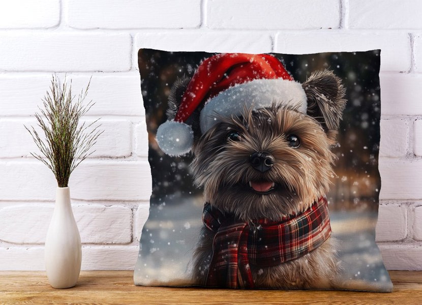 Warren Reed Snowy Christmas Cairn Terrier Cushion