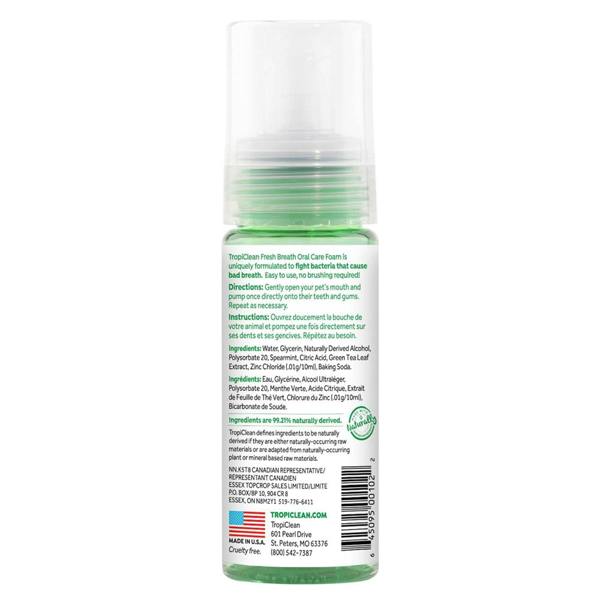 TropiClean Fresh Breath Dog Teeth Cleaning Foam Mint 133ml