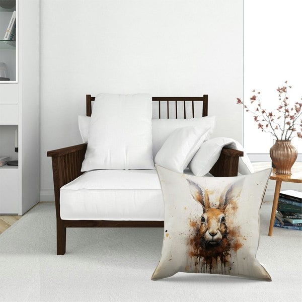 Warren Reed Watercolour Hare Face Floor Cushion