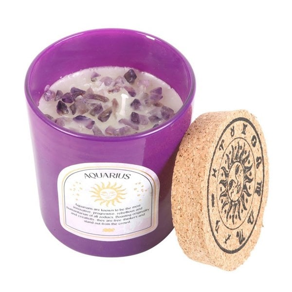 Something Different Aquarius Bergamot & Mandarin Amethyst Scented Candle - Purple/Brown