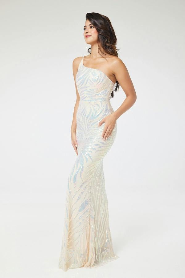 LuvForever Zaria - Apricot Sequin Maxi Dress