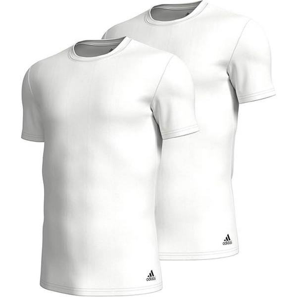 Adidas Mens Crew Neck Regular T-Shirt (Pack of 2) - White - 
