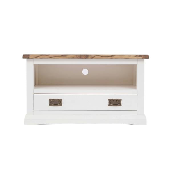 Cosenza Off White 1 Drawer TV Cabinet Brass Drop Handle