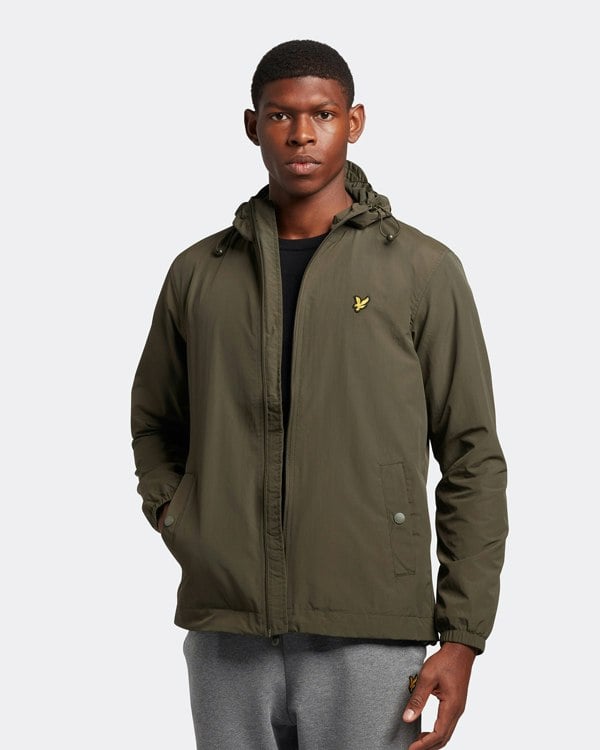 Lyle & Scott Branded Hooded Short Lightweight Jacket - Olive