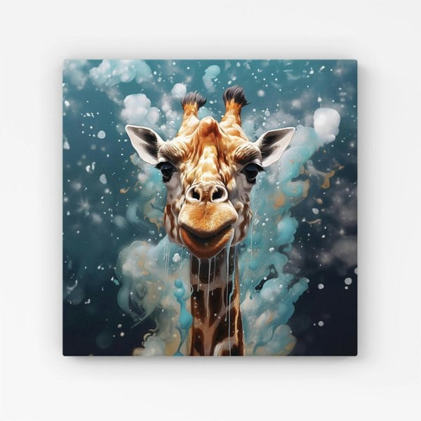 Warren Reed Splash Art Giraffe Face Canvas