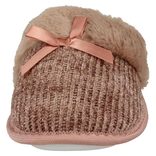 Spot On Ladies Spot On Faux Fur Cuff Mule Slippers X2113
