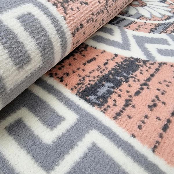 Pink Grey Marble Rug Greek Large Small XL Soft Modern Bordered Living Room Bedroom Carpet Rug