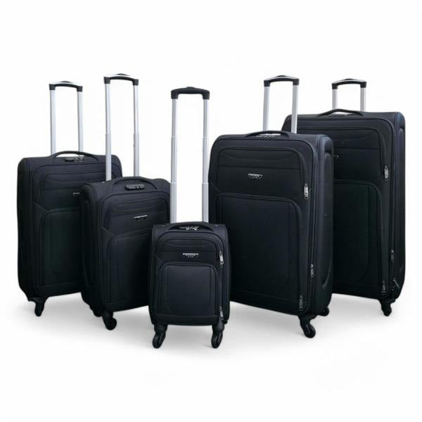 Infinity Luggage Soft Shell Lightweight Nylon Suitcase Set 4 Wheel Travel Case Holiday Bags