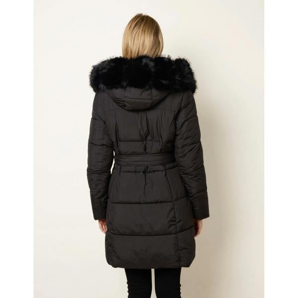 Blue Vanilla Pelted Faux Fur Short Puffer
