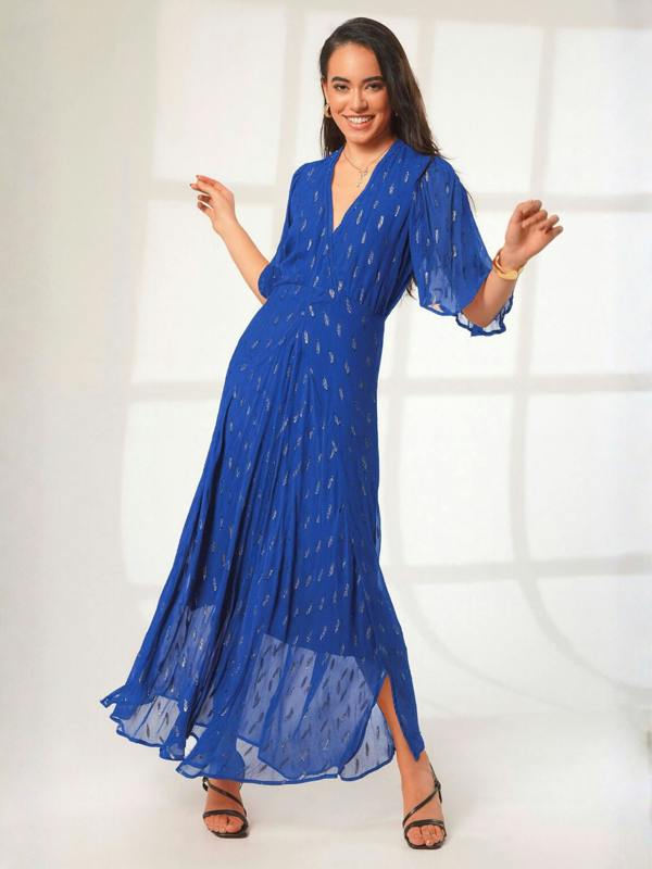 Rose & Nancy Talia Blue Sparkle Maxi Dress