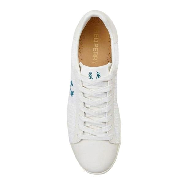 Fred Perry Mens Laurel Wreath Logo Leather Trainers - White - 