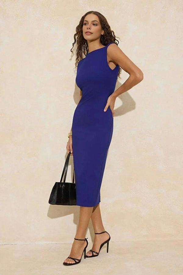 WOVCOR Midi Woven Dress with Back Detail