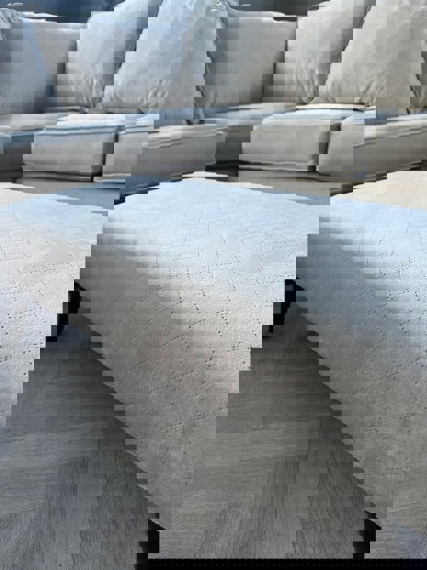 Premium off white creamy stitched design plain lid footstool bench or coffee table - ISTOOLS