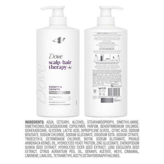 Dove Scalp + Hair Therapy Conditioner 6x700ml, Density & Growth - Zinc & Biotin