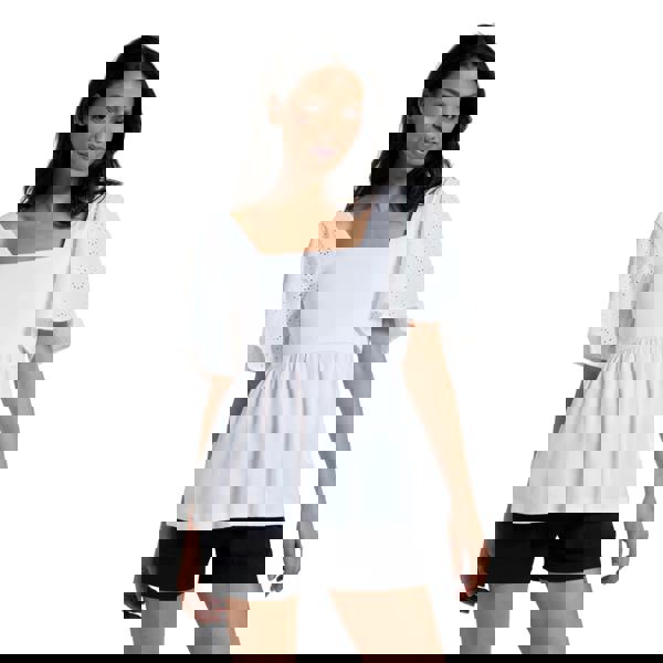 Mountain Warehouse Womens Verona Broderie Sleeve Top - White