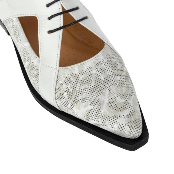 Embassy London Harlowe - Grey - Women's cutout leather lace up shoe