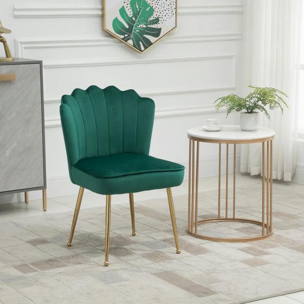 HOMCOM Velvet-Feel Shell Accent Chair Home Bedroom Lounge - Green
