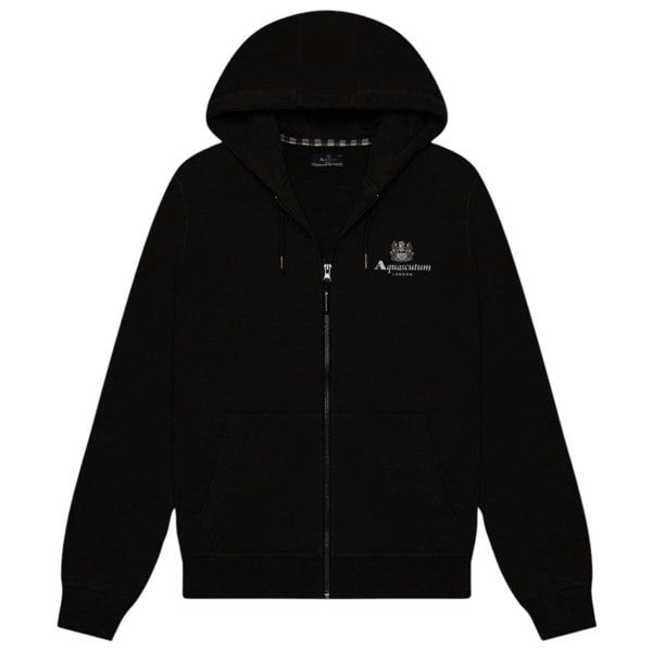 Aquascutum Mens Active Small Logo Full Zip Hoodie - Black